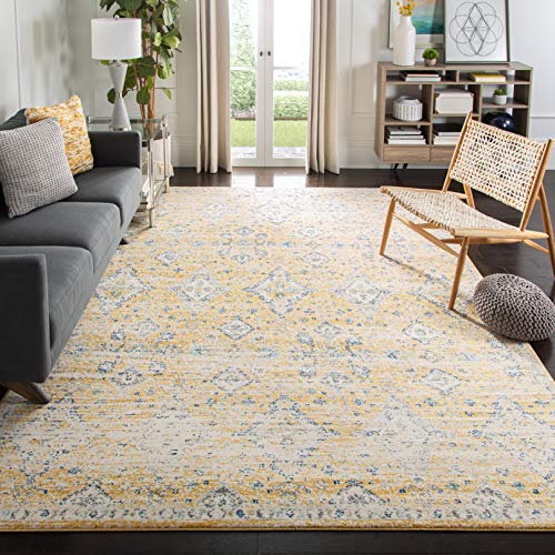 SAFAVIEH Evoke Collection Area Rug - 8' x 10', Gold & Ivory, Boho Oriental Design, Non-Shedding & Easy Care, Ideal for High Traffic Areas in Living Room, Bedroom (EVK224B)