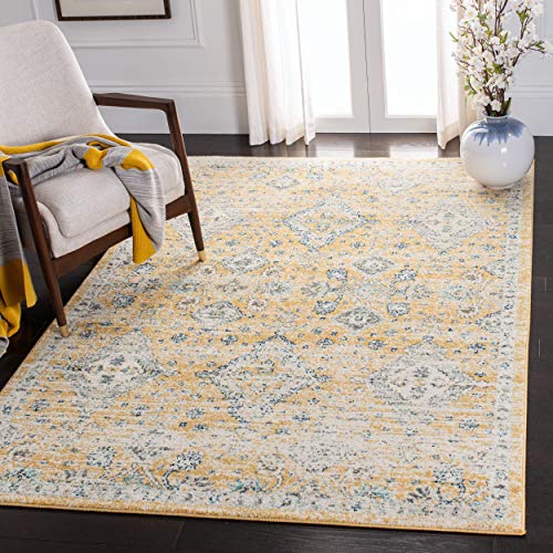 SAFAVIEH Evoke Collection Area Rug - 8' x 10', Gold & Ivory, Boho Oriental Design, Non-Shedding & Easy Care, Ideal for High Traffic Areas in Living Room, Bedroom (EVK224B)