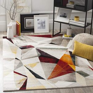 safavieh porcello collection accent rug - 4' x 6', light grey & orange, modern abstract design, non-shedding & easy care, ideal for high traffic areas in entryway, living room, bedroom (prl6940f)