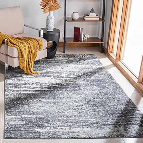 SAFAVIEH Evoke Collection 6'7" x 9' Navy/Ivory EVK272A Modern Abstract Non-Shedding Living Room Bedroom Dining Home Office Area Rug