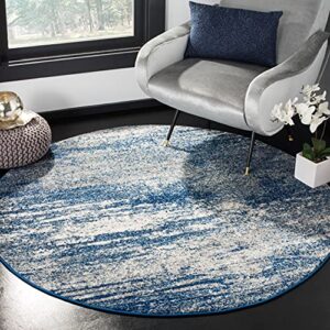 SAFAVIEH Evoke Collection 6'7" x 9' Navy/Ivory EVK272A Modern Abstract Non-Shedding Living Room Bedroom Dining Home Office Area Rug