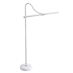 daylight company duolamp, floor lamp, standing lamp for living room, bedroom, salon, office, touch control, flexible arm, sleek design, multipurpose, double head, 4 brightness levels - white 10w