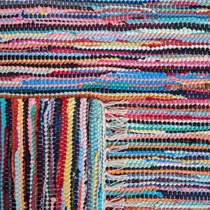 SAFAVIEH Rag Rug Collection Area Rug - 6' x 9', Multi, Handmade Boho Stripe Cotton, Ideal for High Traffic Areas in Living Room, Bedroom (RAR128G)