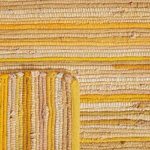 SAFAVIEH Rag Rug Collection Accent Rug - 3' x 5', Yellow & Multi, Handmade Boho Stripe Cotton, Ideal for High Traffic Areas in Entryway, Living Room, Bedroom (RAR130H)