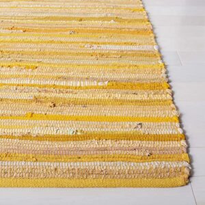 SAFAVIEH Rag Rug Collection Accent Rug - 3' x 5', Yellow & Multi, Handmade Boho Stripe Cotton, Ideal for High Traffic Areas in Entryway, Living Room, Bedroom (RAR130H)