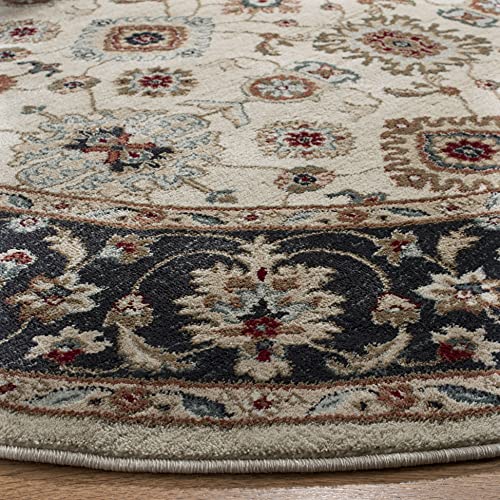 SAFAVIEH Lyndhurst Collection 7' Round Cream / Navy LNH332K Traditional Oriental Non-Shedding Dining Room Entryway Foyer Living Room Bedroom Area Rug