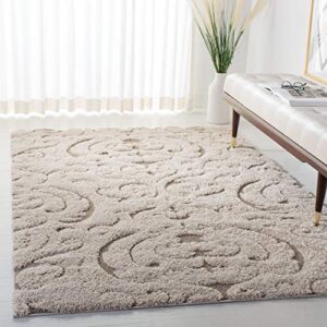 safavieh florida shag collection area rug - 8' x 10', cream & beige, scroll design, non-shedding & easy care, 1.2-inch thick ideal for high traffic areas in living room, bedroom (sg467-1113)