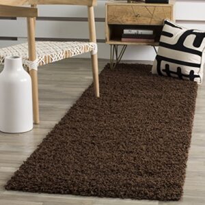 safavieh athens shag collection runner rug - 2'3" x 8', brown, non-shedding & easy care, 1.5-inch thick ideal for high traffic areas in living room, bedroom (sga119a)