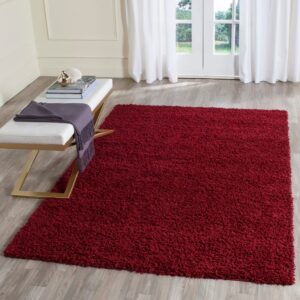 safavieh athens shag collection area rug - 8' x 10', red, non-shedding & easy care, 1.5-inch thick ideal for high traffic areas in living room, bedroom (sga119r)