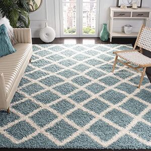 safavieh dallas shag collection area rug - 5'1" x 7'6", seafoam & ivory, trellis design, non-shedding & easy care, 1.5-inch thick ideal for high traffic areas in living room, bedroom (sgd258c)