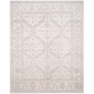 safavieh maharaja collection accent rug - 4' x 6', beige & blue, hand-knotted traditional viscose, ideal for high traffic areas in entryway, living room, bedroom (mhj442a)