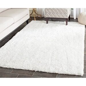 safavieh florence shag collection area rug - 5' x 8', silver, handmade solid, 2-inch thick ideal for high traffic areas in living room, bedroom (sgf412a)