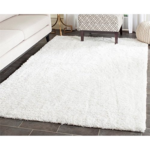 SAFAVIEH Florence Shag Collection Area Rug - 5' x 8', Silver, Handmade Solid, 2-inch Thick Ideal for High Traffic Areas in Living Room, Bedroom (SGF412A)