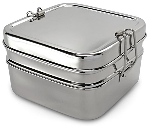 Lifestyle Block Stainless Steel Double Layer 2 Compartment Lunch Box - Compare to Eco Lunchbox