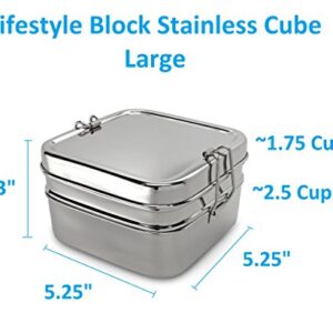 Lifestyle Block Stainless Steel Double Layer 2 Compartment Lunch Box - Compare to Eco Lunchbox