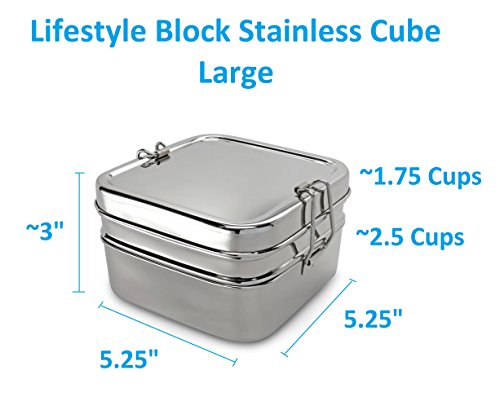 Lifestyle Block Stainless Steel Double Layer 2 Compartment Lunch Box - Compare to Eco Lunchbox