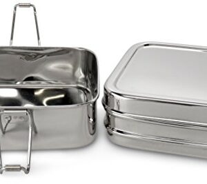 Lifestyle Block Stainless Steel Double Layer 2 Compartment Lunch Box - Compare to Eco Lunchbox