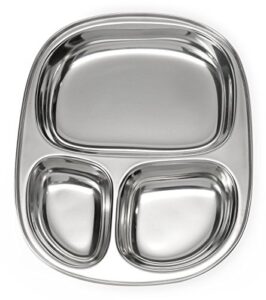 lifestyle block stainless steel plastic-free 3 compartment kid’s plate – small divided kid plate - compare to ecolunchbox