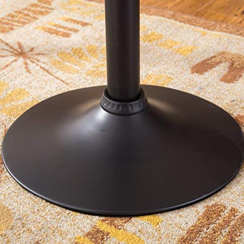 Roundhill Furniture Belham Round Top Adjustable Height with Black Leg and Base Metal Bar Table