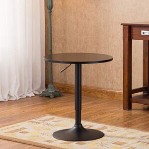 Roundhill Furniture Belham Round Top Adjustable Height with Black Leg and Base Metal Bar Table