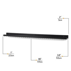 Wallniture Boston Picture Ledge Shelf 46" Wall Decor Black Bookshelf for Picture Frames, Toddler Toys, Kids Books