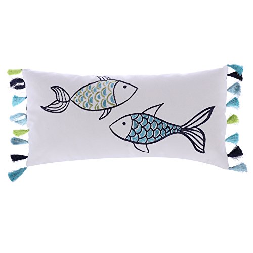 Levtex Home Embroidered Fish with Tassels Pillow