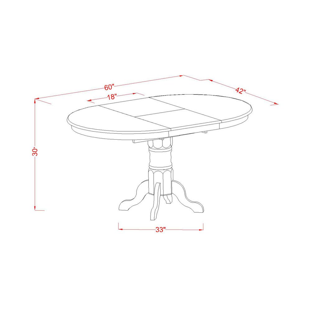 East West Furniture Kenley Dining Room Oval Solid Wood Table Top with Butterfly Leaf & Pedestal Base, 42x60 Inch, Espresso