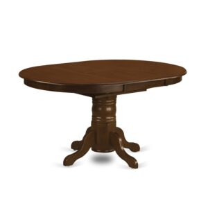 East West Furniture Kenley Dining Room Oval Solid Wood Table Top with Butterfly Leaf & Pedestal Base, 42x60 Inch, Espresso