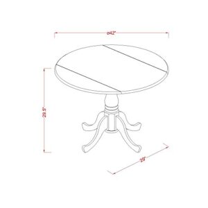 East West Furniture Dublin 3 Piece Kitchen Set for Small Spaces Contains a Round Table with Dropleaf and 2 Dining Room Chairs, 42x42 Inch, Buttermilk & Cherry