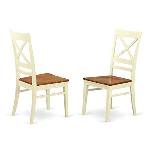 East West Furniture Dover 9 Piece Set Includes a Rectangle Dining Room Table with Butterfly Leaf and 8 Kitchen Chairs, 42x78 Inch, Buttermilk & Cherry
