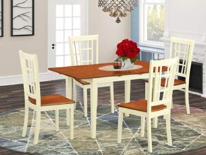 east west furniture noni5-whi-w dining set, 5-piece