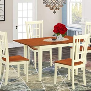 East West Furniture NONI5-WHI-W Dining Set, 5-Piece