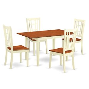 East West Furniture NONI5-WHI-W Dining Set, 5-Piece
