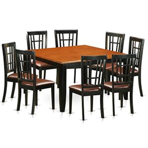 East West Furniture PFNI9-BCH-LC Dining Set, Black