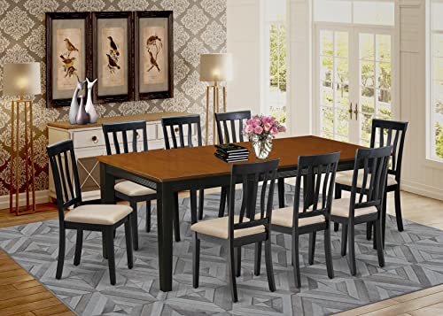 East West Furniture QUAN9-BCH-C Dining Set, 9-Piece