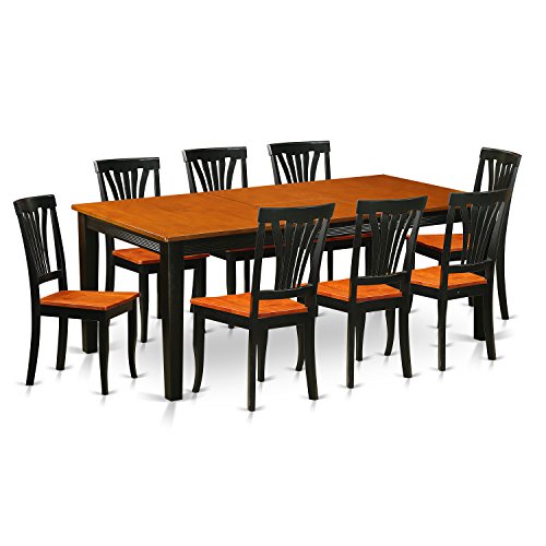 East West Furniture QUAV9-BCH-W Dining Set, 9-Piece