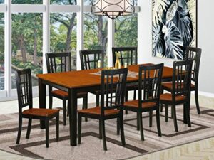 east west furniture 9 pc dining room set-dining table with 8 wooden dining chairs