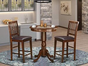 east west furniture edvn3-mah-lc dining table set, 30x30 inch