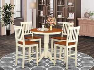 east west furniture edvn5-whi-w dining set, 5-piece