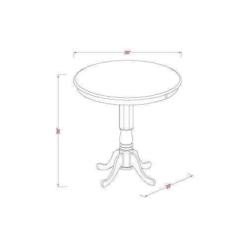 East West Furniture JACH5-BLK-W 5 Piece Counter Height Dining Table Set Includes a Round Kitchen Table with Pedestal and 4 Dining Room Chairs, 36x36 Inch, Black & Cherry