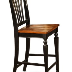 East West Furniture JACH5-BLK-W 5 Piece Counter Height Dining Table Set Includes a Round Kitchen Table with Pedestal and 4 Dining Room Chairs, 36x36 Inch, Black & Cherry