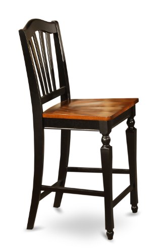 East West Furniture JACH5-BLK-W 5 Piece Counter Height Dining Table Set Includes a Round Kitchen Table with Pedestal and 4 Dining Room Chairs, 36x36 Inch, Black & Cherry