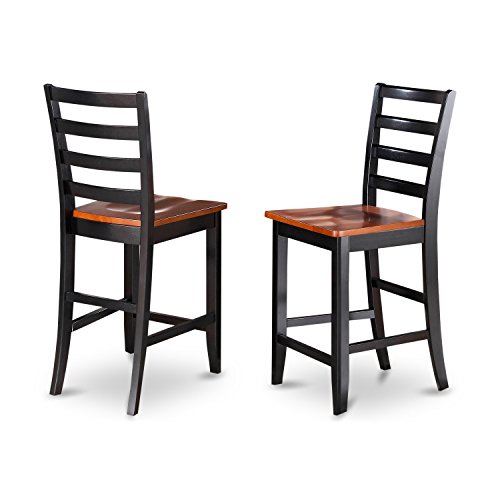 East West Furniture TRFA5-BLK-W 5 Piece Counter Height Pub Set Includes a Round Dining Room Table and 4 Kitchen Chairs, 42x42 Inch, Black & Cherry