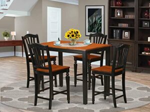 east west furniture yach5-blk-w dining table set, 48 x 30 x 36