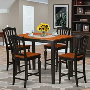 East West Furniture YACH5-BLK-W Dining Table Set, 48 x 30 x 36