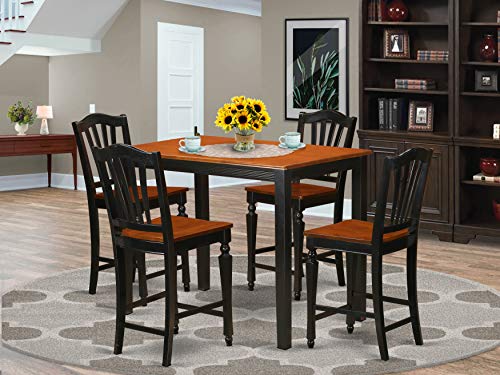 East West Furniture YACH5-BLK-W Dining Table Set, 48 x 30 x 36