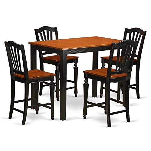 East West Furniture YACH5-BLK-W Dining Table Set, 48 x 30 x 36