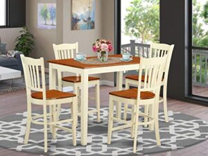 east west furniture 5 pc counter height dining set - counter height table and 4 kitchen chairs.