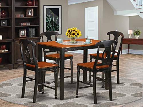 East West Furniture YAKE5-BLK-W Dining Table Set, 48 x 30 x 36