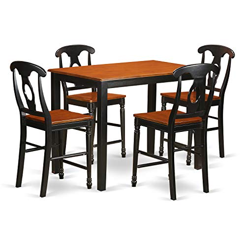 East West Furniture YAKE5-BLK-W Dining Table Set, 48 x 30 x 36